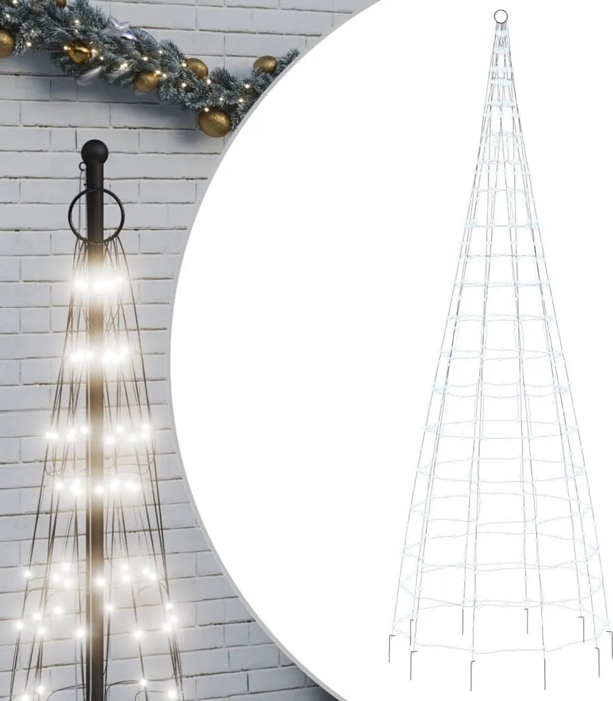 vidaXL hideg fehér LED karácsonyfa zászlórúdra 550 LED 300 cm