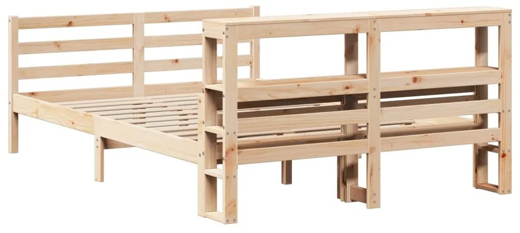 tömör fenyőfa ágykeret fejtámlával 140 x 190 cm