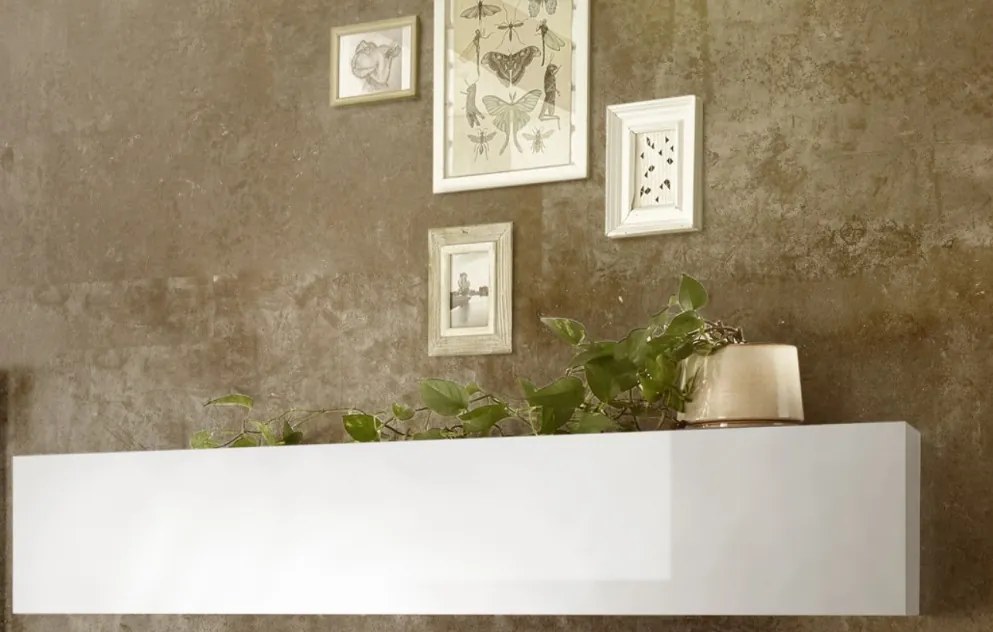 CITY egyajtós fali szekrény, felfelé ajtóval, fehér, magasfényű vázzal és előlapokkal