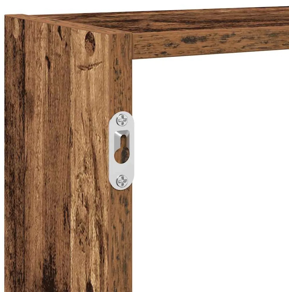 antik fa színű szerelt fa fali kockapolc 7 rekeszes színű