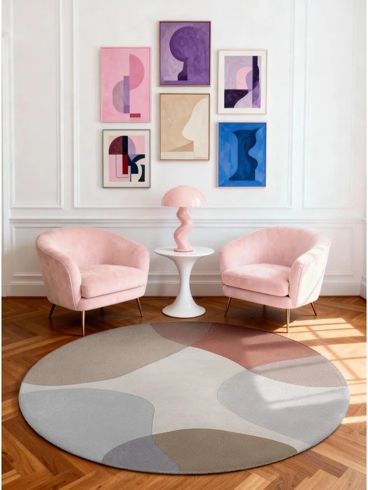 Bézs kézi szövésű gyapjú kerek szőnyeg ø 200 cm Hackney Clarissa – Ted Baker