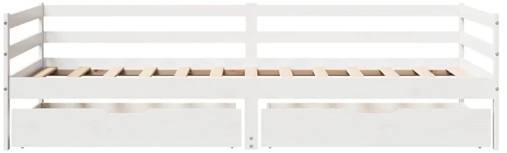 fehér tömör fenyőfa kanapéágy fiókokkal 90 x 200 cm
