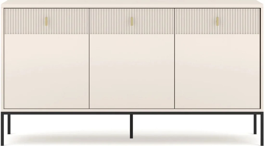 Komód 154 cm széles, bordázott fronttal kasmír színben – MARCOS