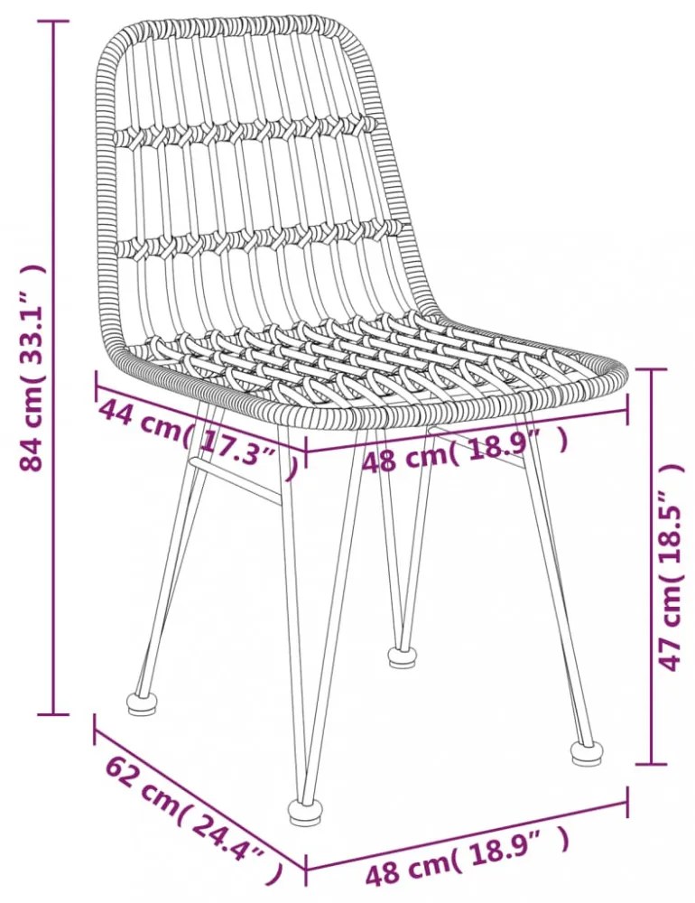2 db polietilén rattan kerti szék 48 x 62 x 84 cm