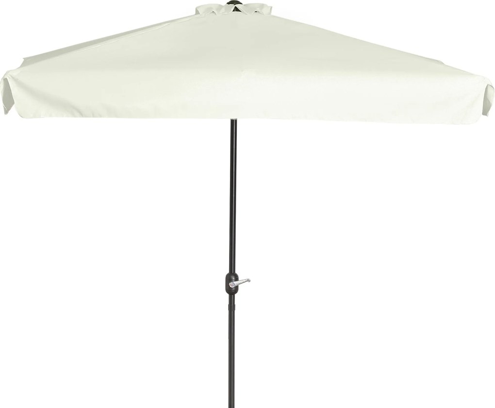 Outsunny Téglalap alakú Napernyő 230x130x249 cm Fali Napernyő Félnapernyő Krémszínű, Kézi Forgatással, UV Védelemmel, Vízálló Teraszra, Erkélyre, Kert