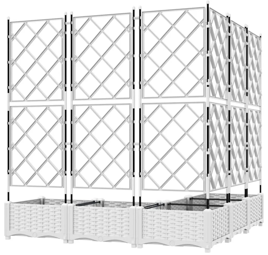 Rácsos Cserép 5 db Fehér 120x120x125.5 cm