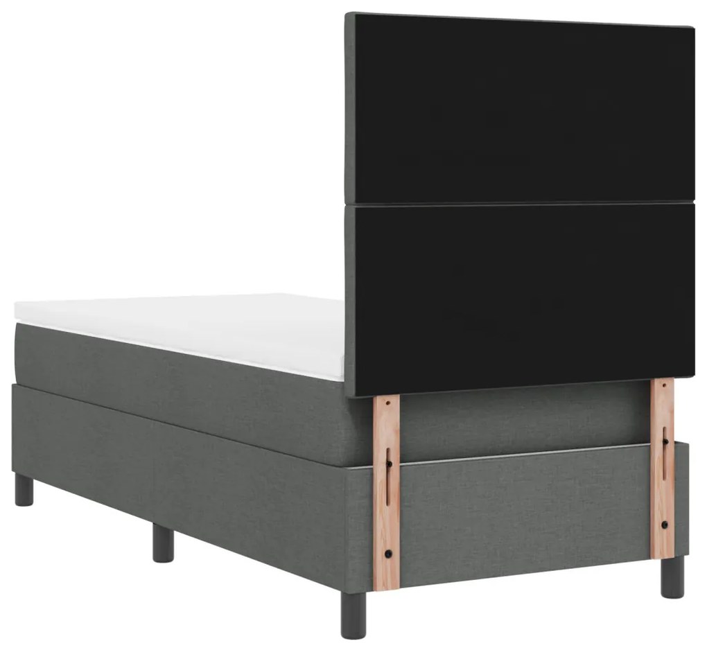 Rugós ágy matraccal és LED világítással, sötétszürke, 100 x 200 cm, szövet