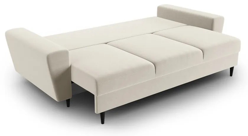 Bézs bársony kinyitható tárolóhelyes kanapé 235 cm Kyoto – Cosmopolitan Design