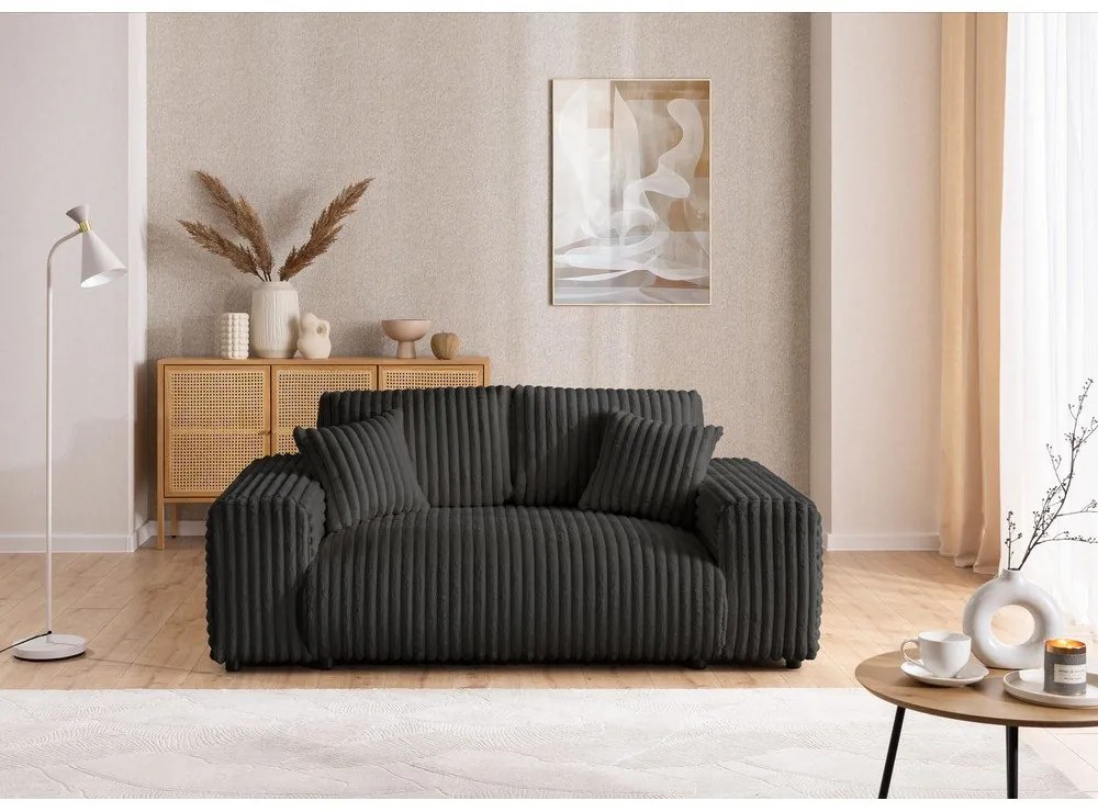 Sötétszürke kordbársony kanapé 178 cm Justin – Ropez