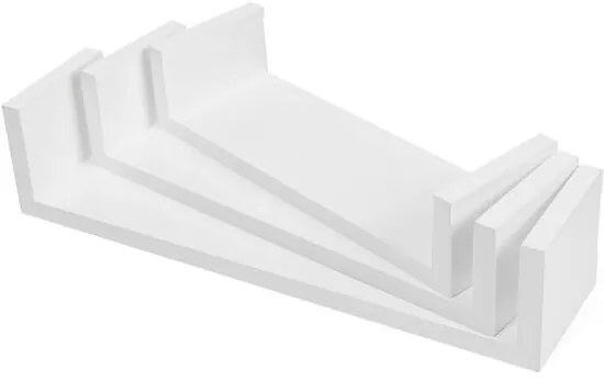 Fali polc 3 db-os szett, 30/35/40 cm, magasfényű fehér