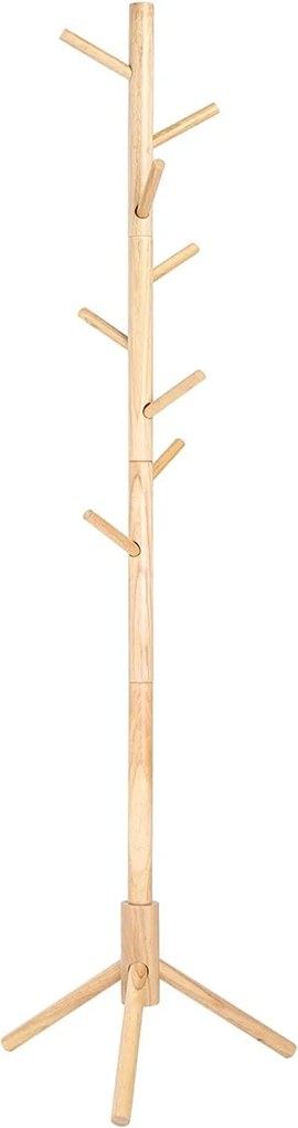 Tömör fa kabáttartó 8 kampóval 175cm magas