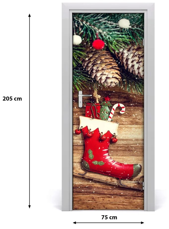 Poszter tapéta ajtóra karácsonyi díszek 75x205 cm