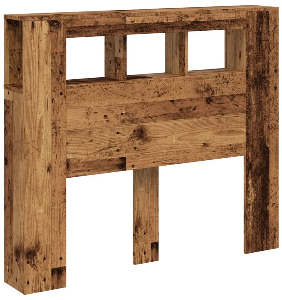 antik fa színű szerelt fa LED-es fejtámla 120x18,5x103,5 cm