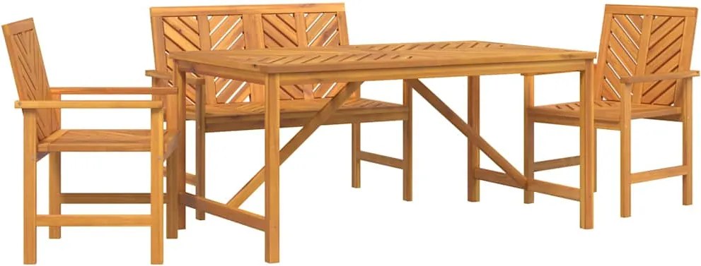 vidaXL Kert étkező szett 4 pcs Barna Tömör Akácfa