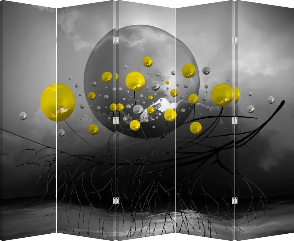 Paraván - Sárga absztrakt gömbök (210x170 cm)