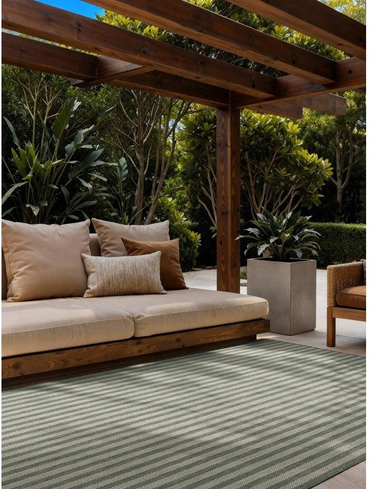 Zöld-krémszínű kültéri-beltéri szőnyeg 120x170 cm Haringey Linley – Ted Baker