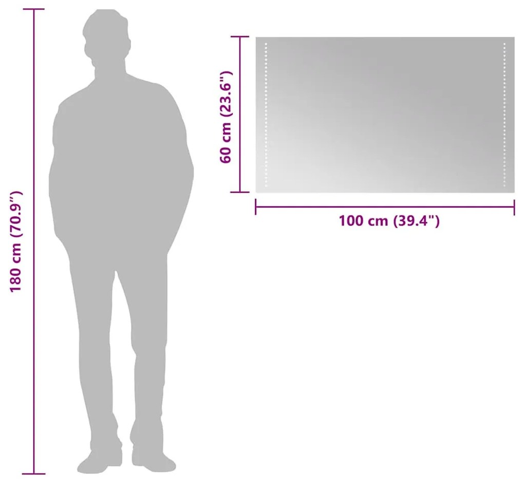 LED-es fürdőszobatükör 100x60 cm