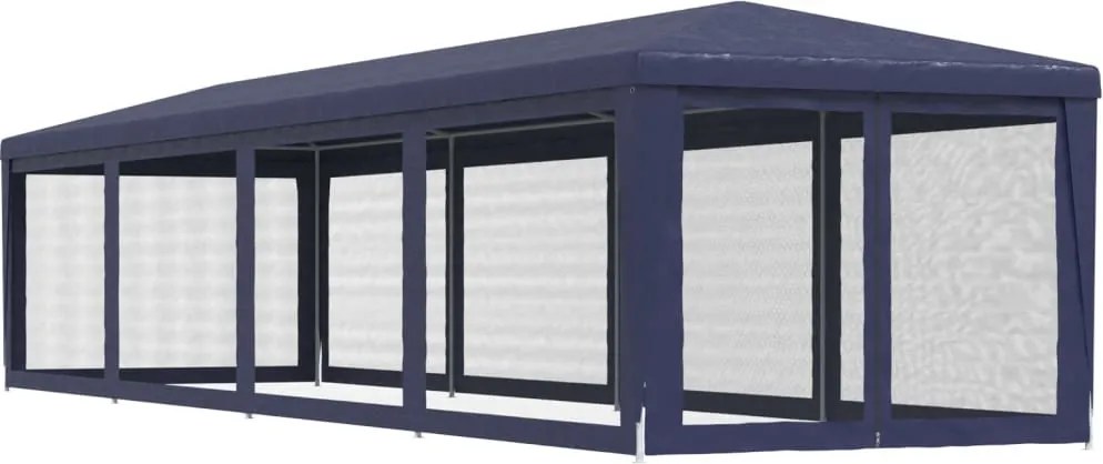 Kék HDPE rendezvénysátor 10 hálós oldalfallal 3 x 12 m
