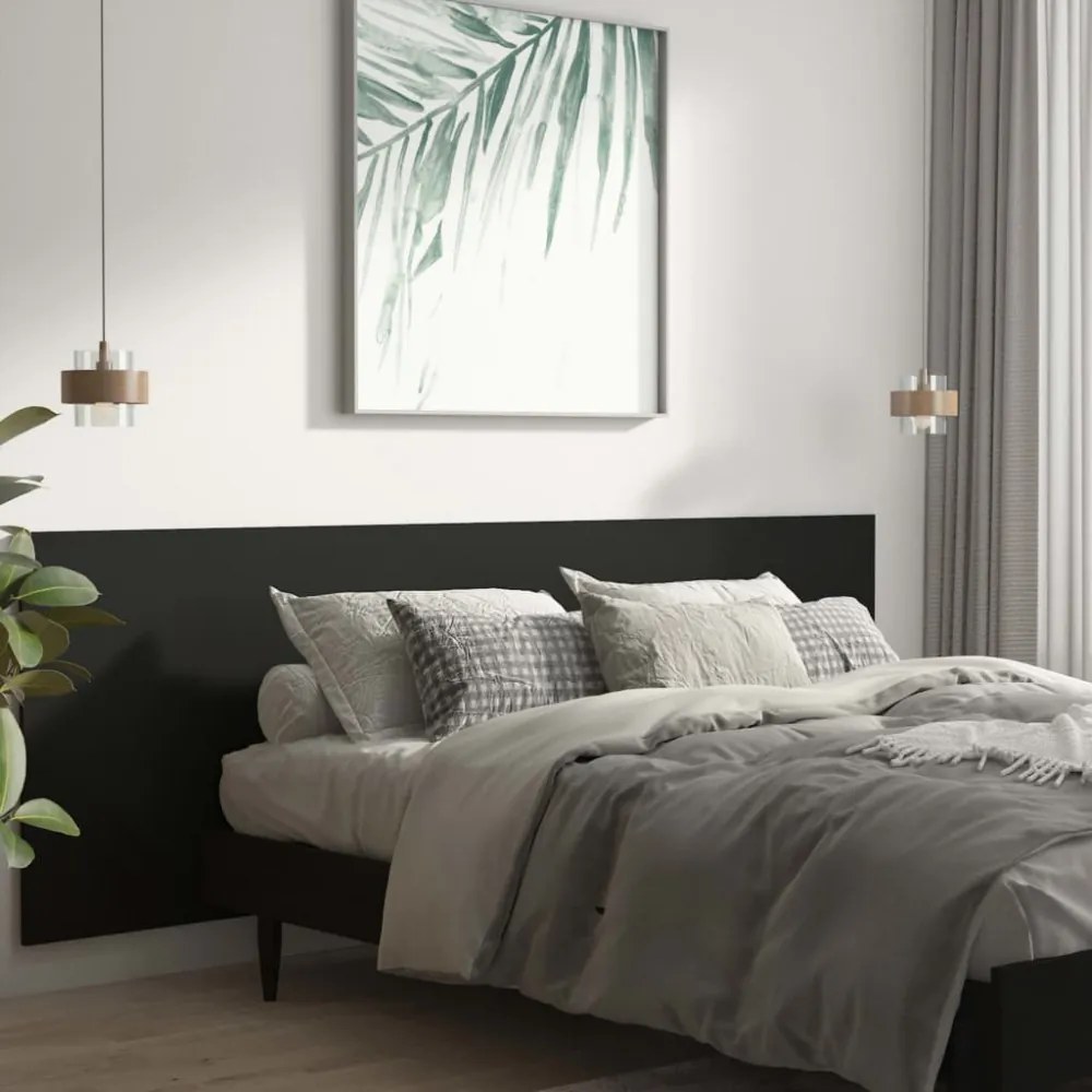 fekete szerelt fa fali fejtámla 240 x 1,5 x 80 cm