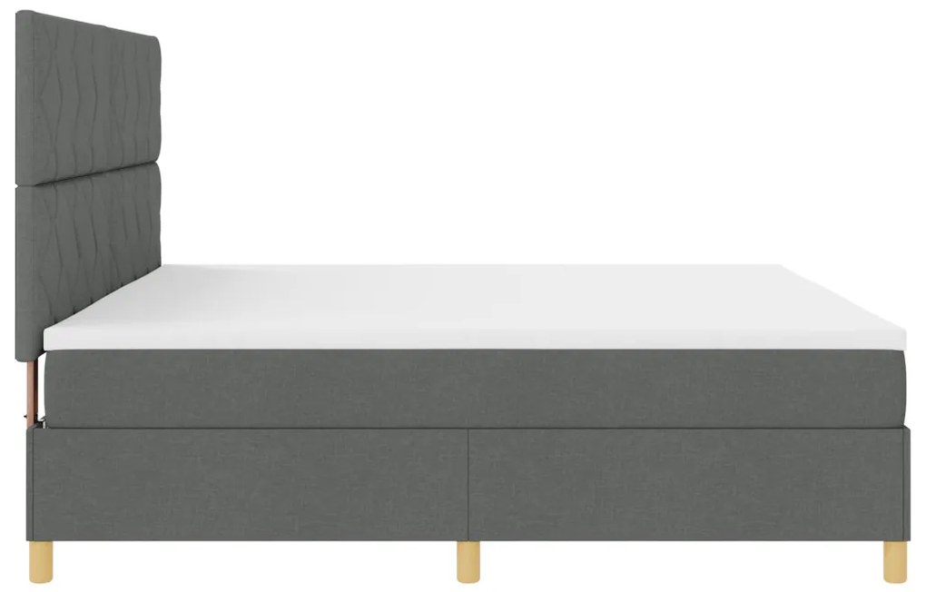 Box Spring Ágy Matrac Sötétszürke 200x200 cm Szövet