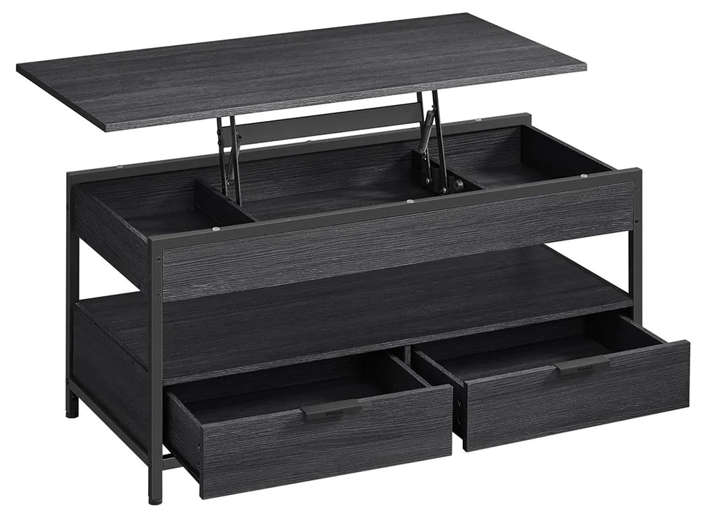 Dohányzóasztal, magasságában állítható, 50×100 cm, antracitszürke–tintafekete