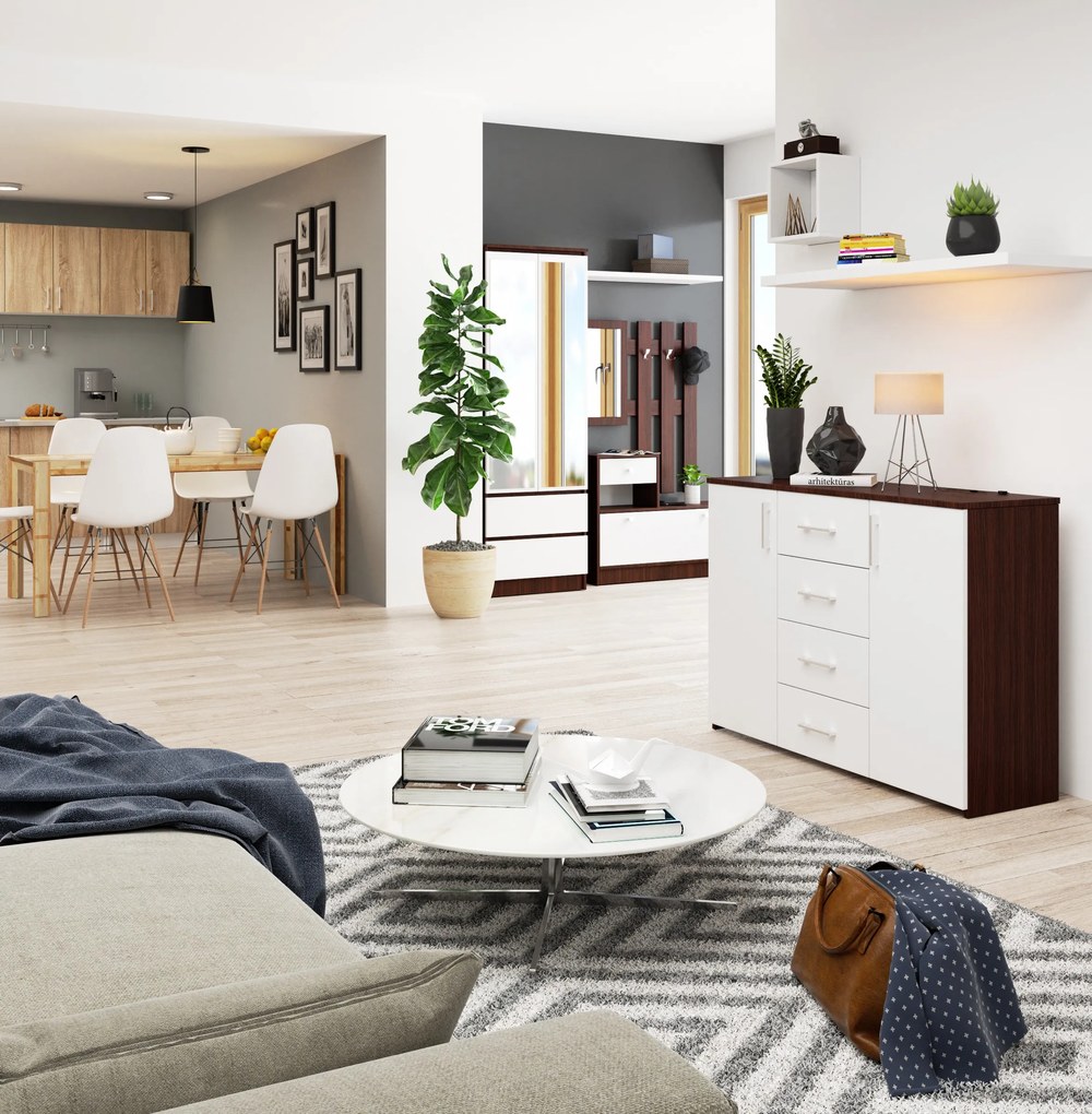 Komód Kiran  (wenge + fehér). 1069791