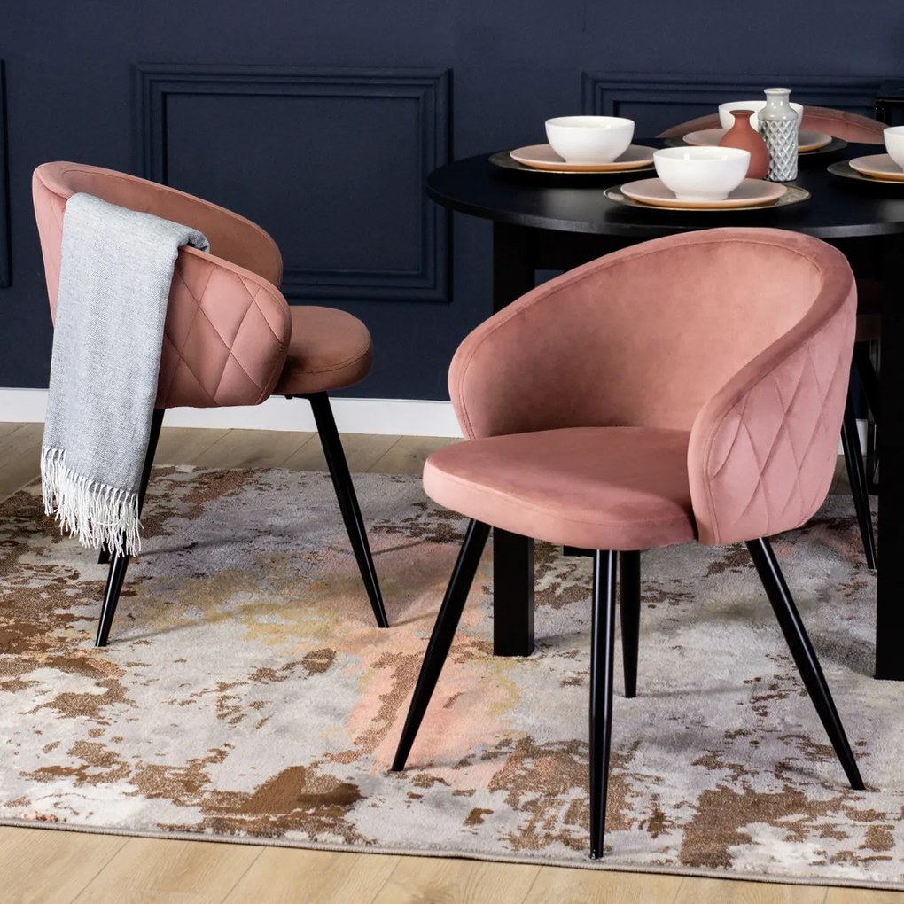 Elegáns Étkezőszék Rózsaszín Bársony Kárpittal. ADELE