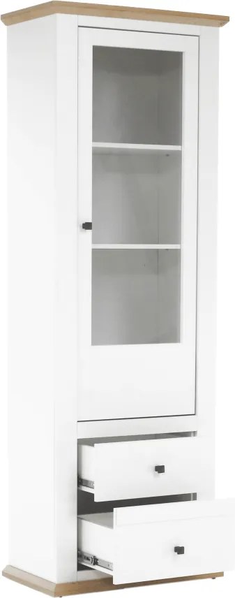 Vitrin MZ4, fehér/grand tölgy, LEON