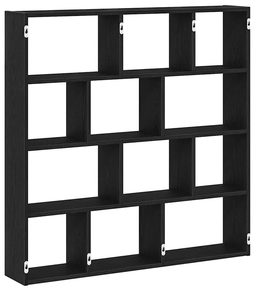 fekete szerelt fa fali kockapolc 12 rekeszes színű