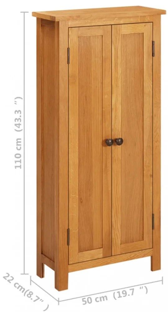 tömör tölgyfa tárolószekrény 50 x 22 x 110 cm