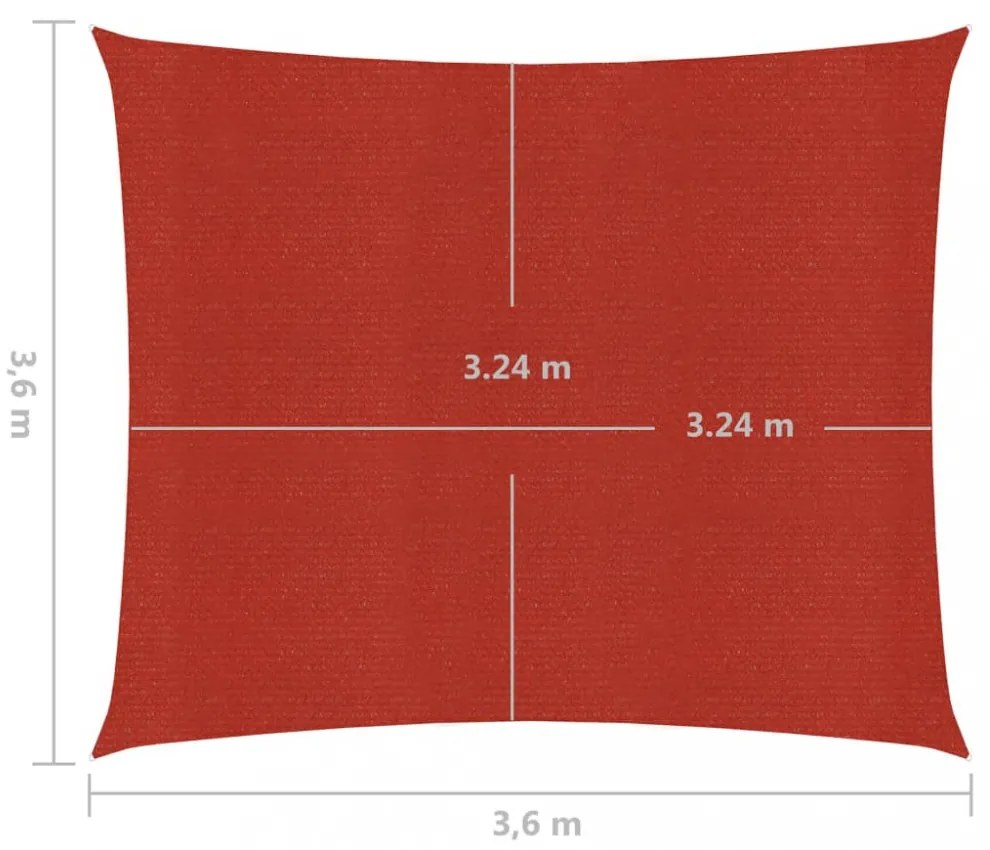 piros HDPE napvitorla 160 g/m² 3,6 x 3,6 m