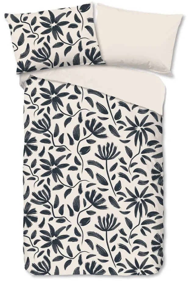 Fekete-bézs egyszemélyes pamut ágyneműhuzat 140x200 cm Emilia – Good Morning