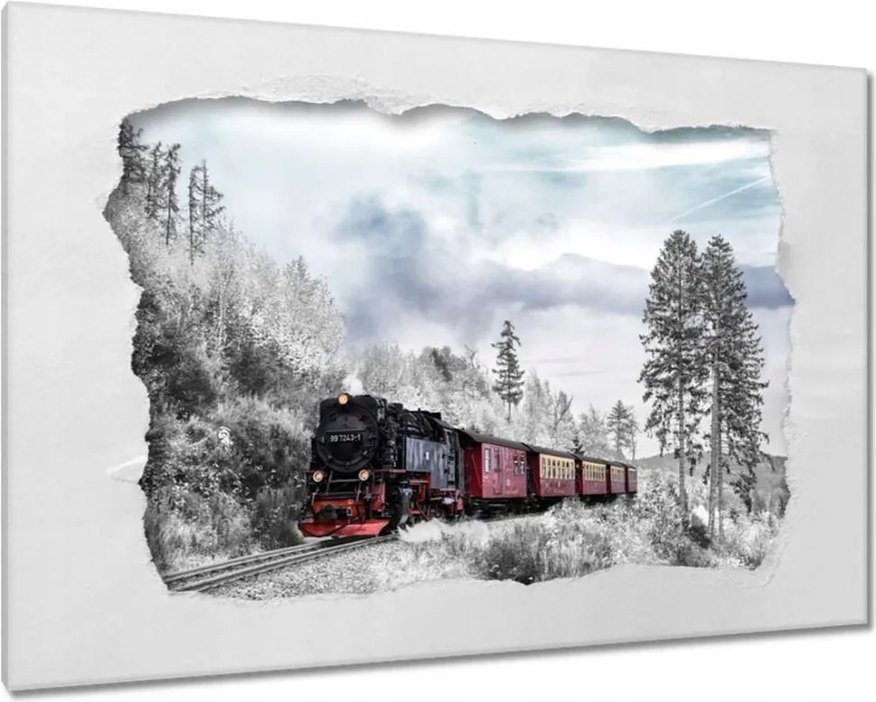 Vászonkép 60x40 Vonat és téli aura