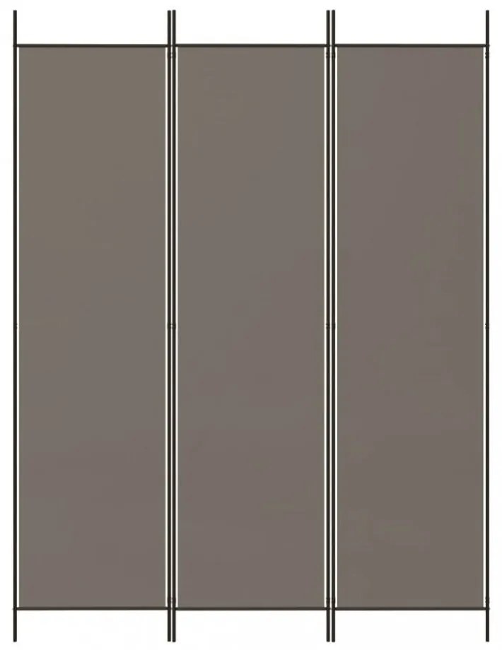 3 paneles antracitszürke szövet térelválasztó 150 x 220 cm