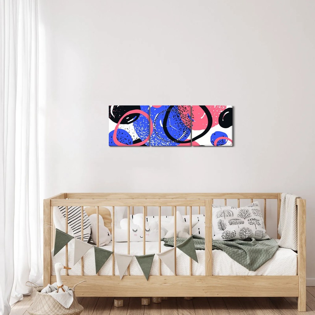 Kép - Motívum élénk színű körökkel (órával) (90x30 cm)