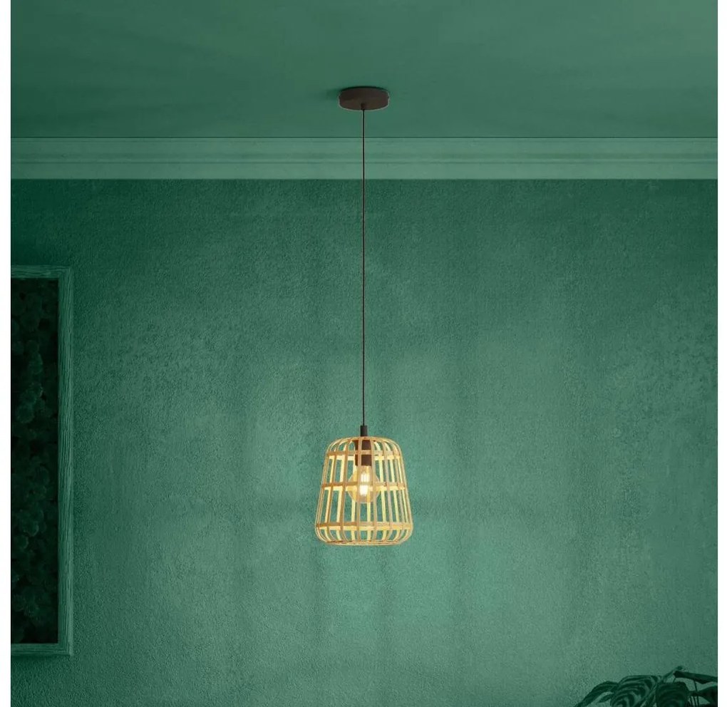 Eglo 390152 - Csillár zsinóron MONTEZUELO 1xE27/40W/230V átm. 24 cm bambusz