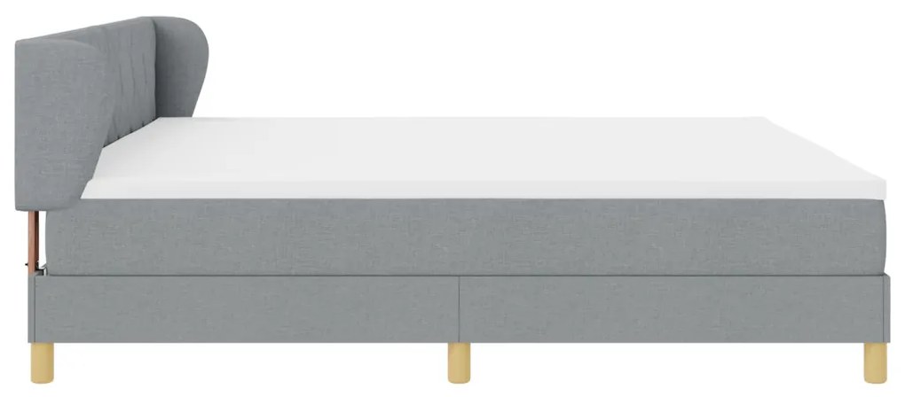 Boxspring Ágy Matrac Mellett - Világosszürke - 200x200 cm - Szövet