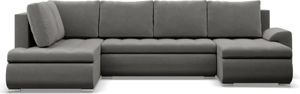 Tokio U sarokkanapé, 3 ágyneműtartóval, bársony, baloldali, világosszürke