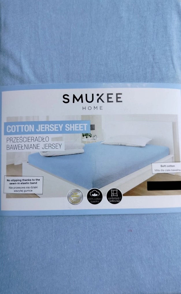 Smukee gumis pamut jersey lepedő 200x200x25 kék 714