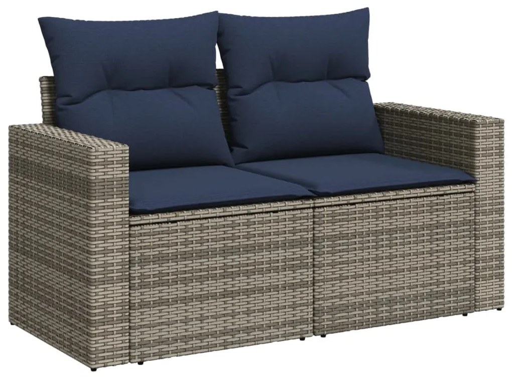 10 részes szürke polyrattan kerti ülőgarnitúra párnával
