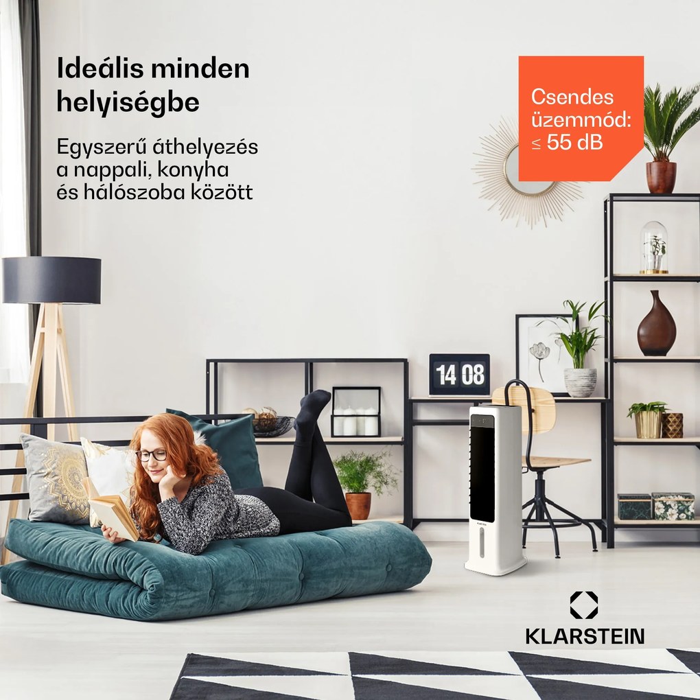 Klarstein Skytower 360° Smart, léghűtő, 60 W, 450 m³/ó, 6 liter, hordozható