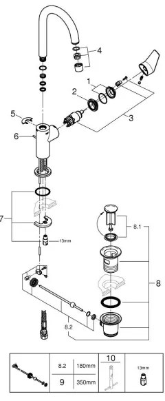 GROHE 24201001 - Mosdócsaptelep DN 15 méret L fényes króm