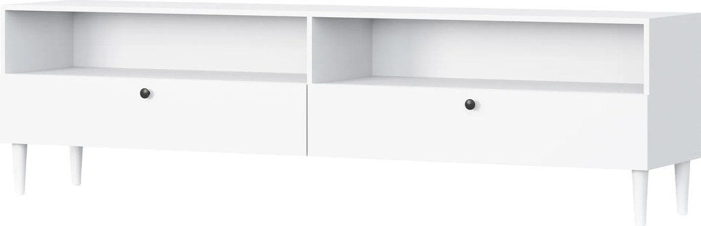 TV állvány polccal és szekrényekkel DULLUM 200x58cm, fehér
