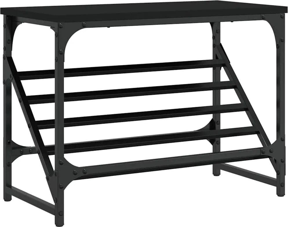 vidaXL fekete szerelt fa cipőtartó 60x30x45 cm