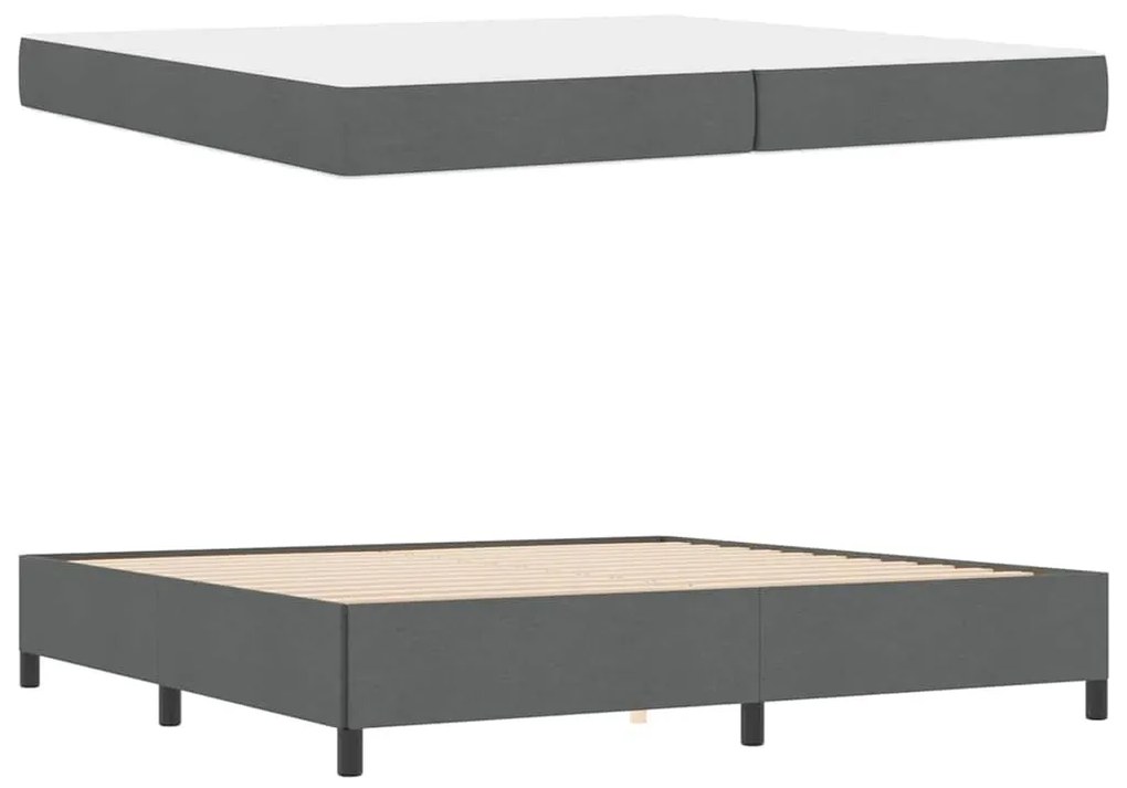 Boxrugós ágy Sötétszürke és Fekete 200 x 200 cm