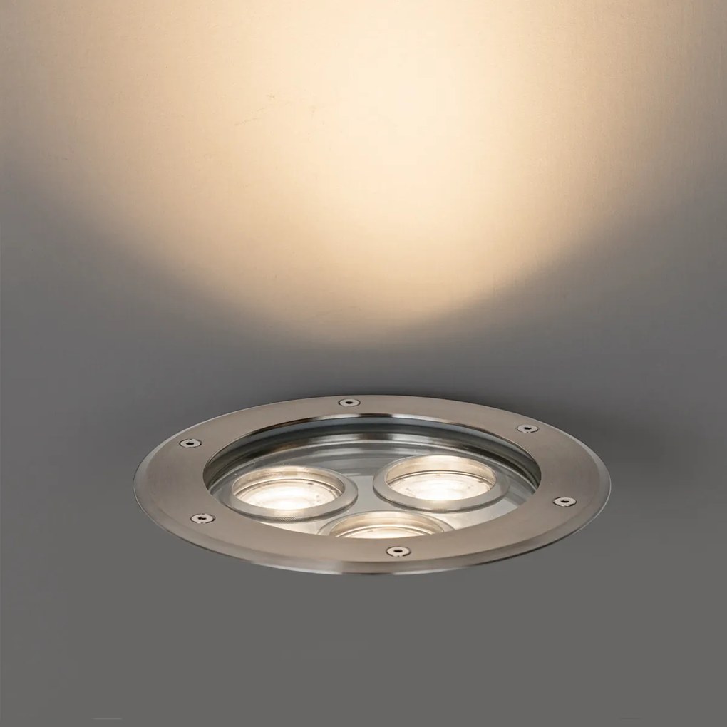 Modern talajszpotlámpa acél 3-lámpás IP65 - Tribus