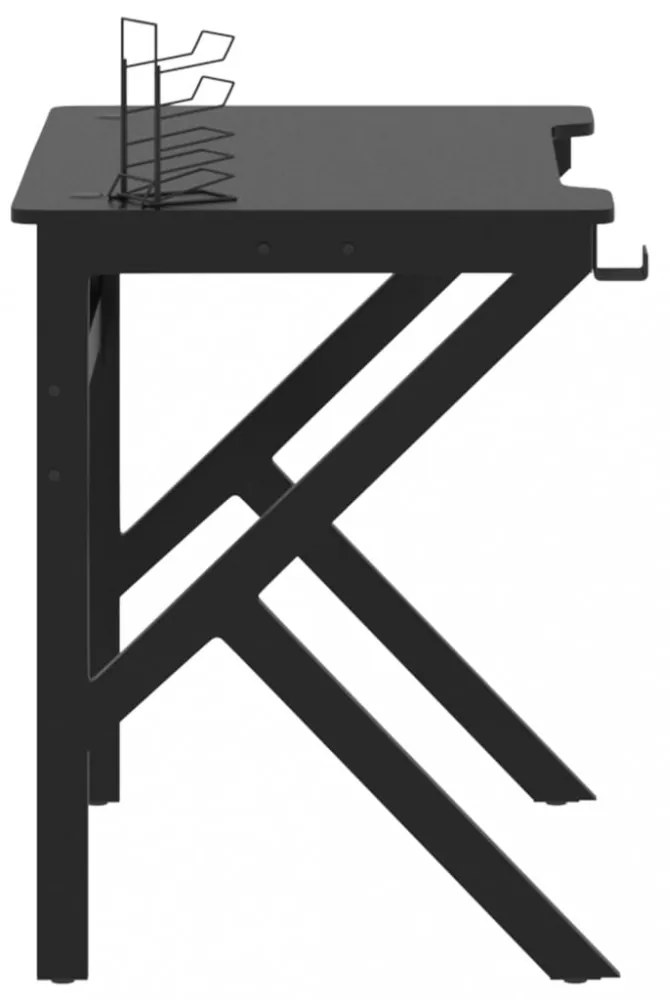 fekete K-lábú gamer asztal 90 x 60 x 75 cm