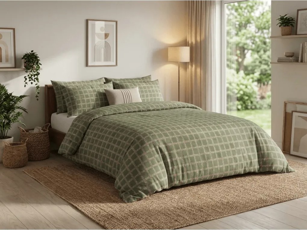 Renforcé pamut ágynemű BLOMORA zöld Ágyneműhuzat mérete: 70 x 90 cm | 140 x 200 cm