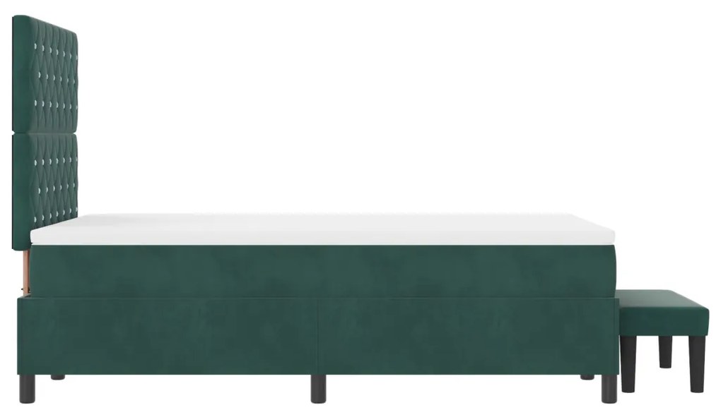 Rugós ágy matraccal és paddal sötétzöld 120x190 cm bársony