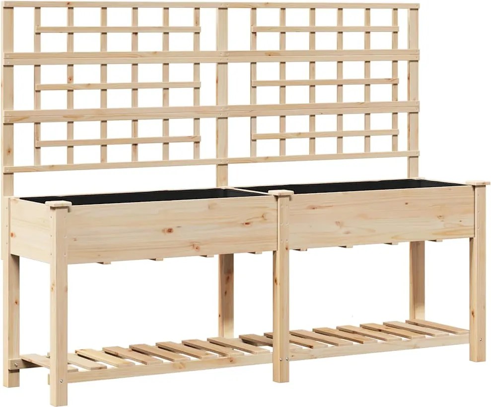 vidaXL Kerti cserép Bézs 203,5 x 54 x 152,5 cm Szilárd fenyőfa